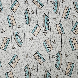 1980s Vintage Cotton Post Modern Print 220 cm Length