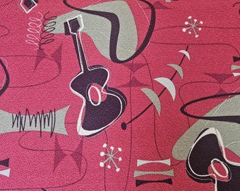 Atomic Bark Cloth Rare Jetson Stoff: Kirschfarbene Baumwolle (Vergriffen)