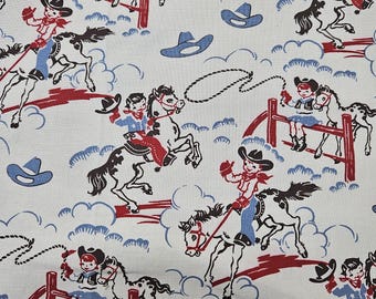 Michael Miller Cowpokes Retro Western Curtains | Fabric Panels, Set of 2