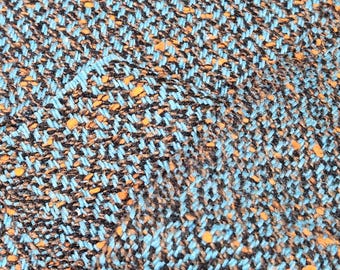 Wolle 1960er Jahre Tweed Fleck Türkis Orange 140 cm