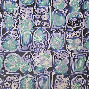 Coton vintage des années 1980, imprimé floral abstrait, 300 cm de longueur