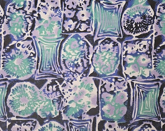 1980s Vintage Cotton Floral Abstract Print 300 cm Length