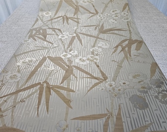 1970s Wallpaper Gold, Copper, Silver Foil Bamboo Print