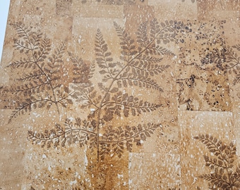1970s Vintage Ferns on Cork Print Wallpaper.
