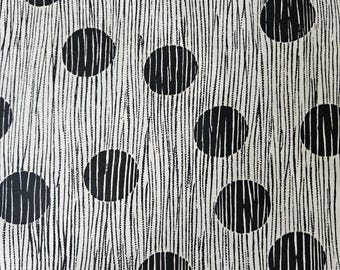 1950er Jahre Stoff Baumwolle MCM Atomic B&W Kreise 280 cm Länge