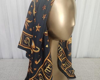 Versace Scarf with Astrological Motifs Silk Made in Italy