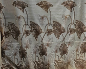 1970s Curtain Fabric/ Palm Leaves/ Open Weave/ Semi Sheer/ Wide Width