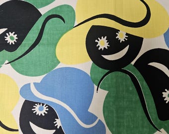 1950er Jahre Stoff Baumwolle MCM Hüte/ Gesichter 150 cm lang