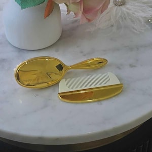 Silver or Gold plated baby hair brush set