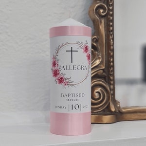 Allegra Christening or Baptism Candles |Communion Candle|Naming Day Candle NEW Personalised Customised Gold, Silver