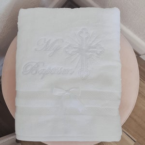Embroidered Christening Towel, Baptism Towel, Embroidered Towel, Baptism Accessories, Christening Gifts, Favours, Baby Bath Towel