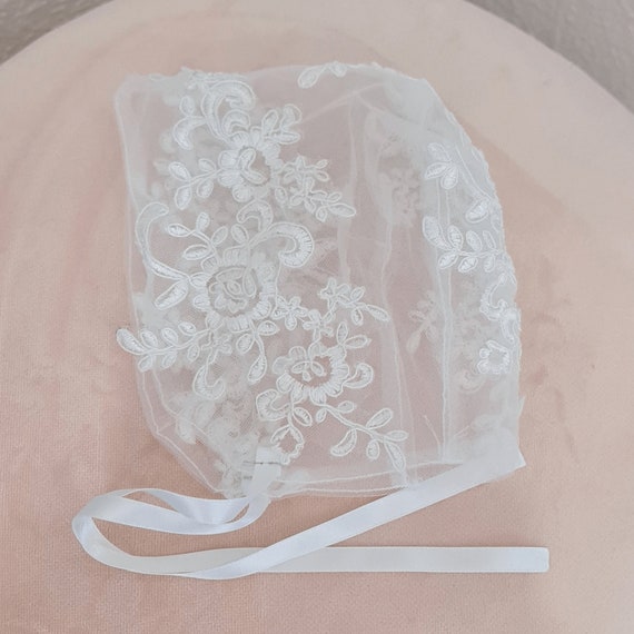 White Baby Bonnet Ivory Baby Bonnet Lace Baby Bonnet Baby Girl