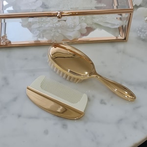 Silver or Gold plated baby hair brush set