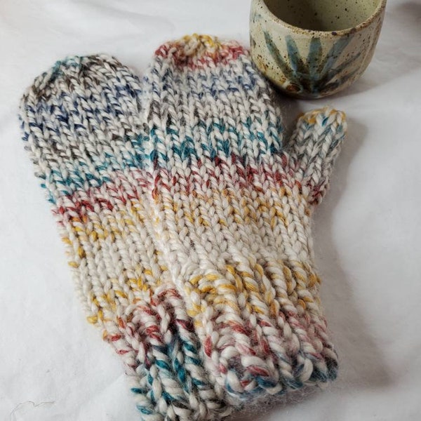 Handknit mittens fitting a medium sized hand. (Hudson Bay)