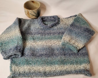 Roll neck pullover baby hand knit sweater