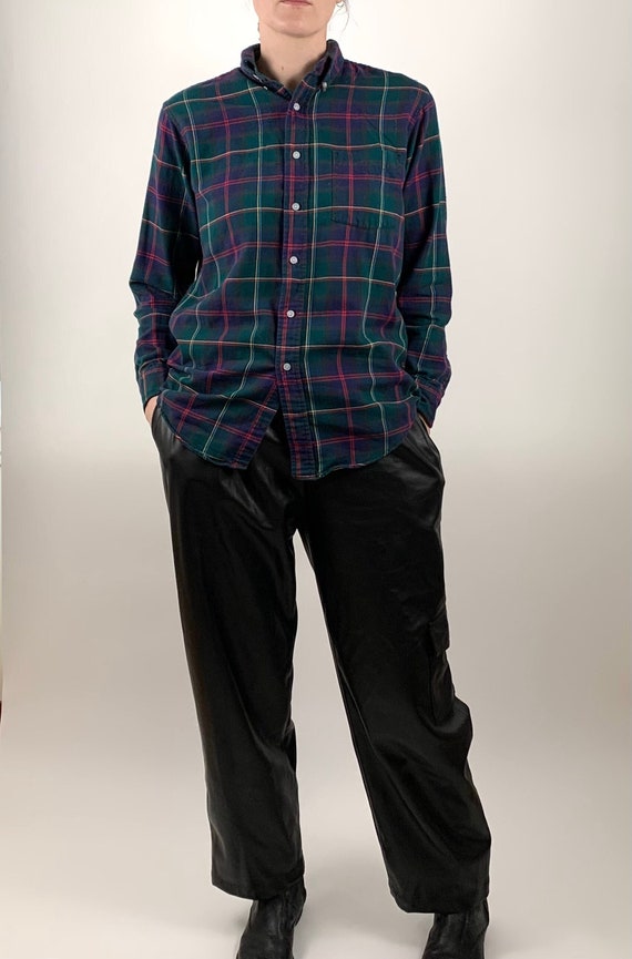 Vintage 90s L.L. Bean Green Plaid Shirt 