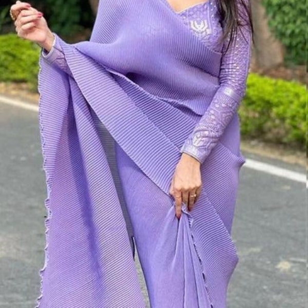 Lavender Silk Saree With  Jacquard Woven Work main image 1