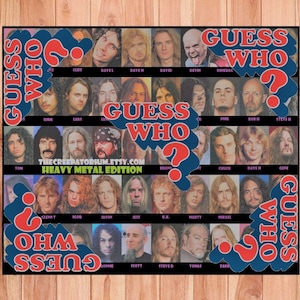 Heavy Metal Guess Who Kit Printable Digital Download Custom DIY Thrash Death Doom Music Board Game Christmas Birthday Xmas Gift