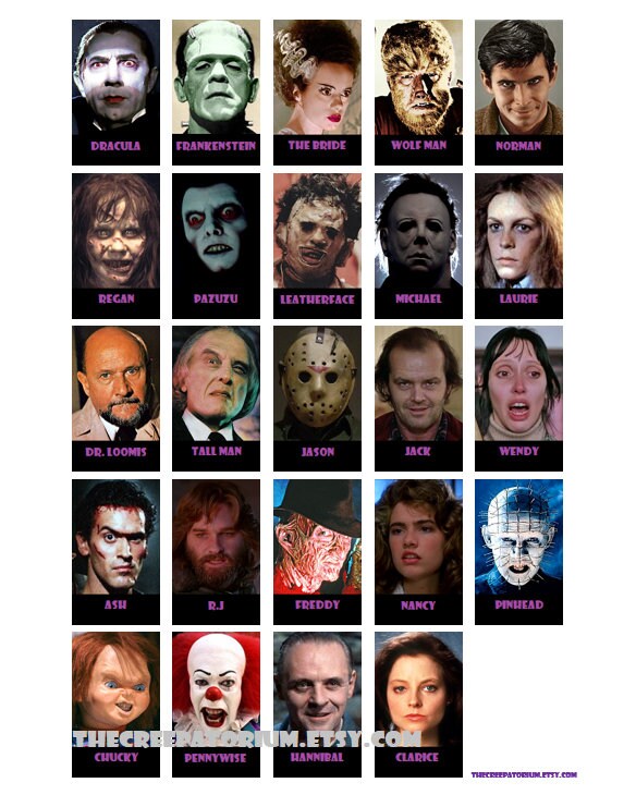 Horror Guess Who Printable Serial Killer Twin Peaks &amp; | Etsy