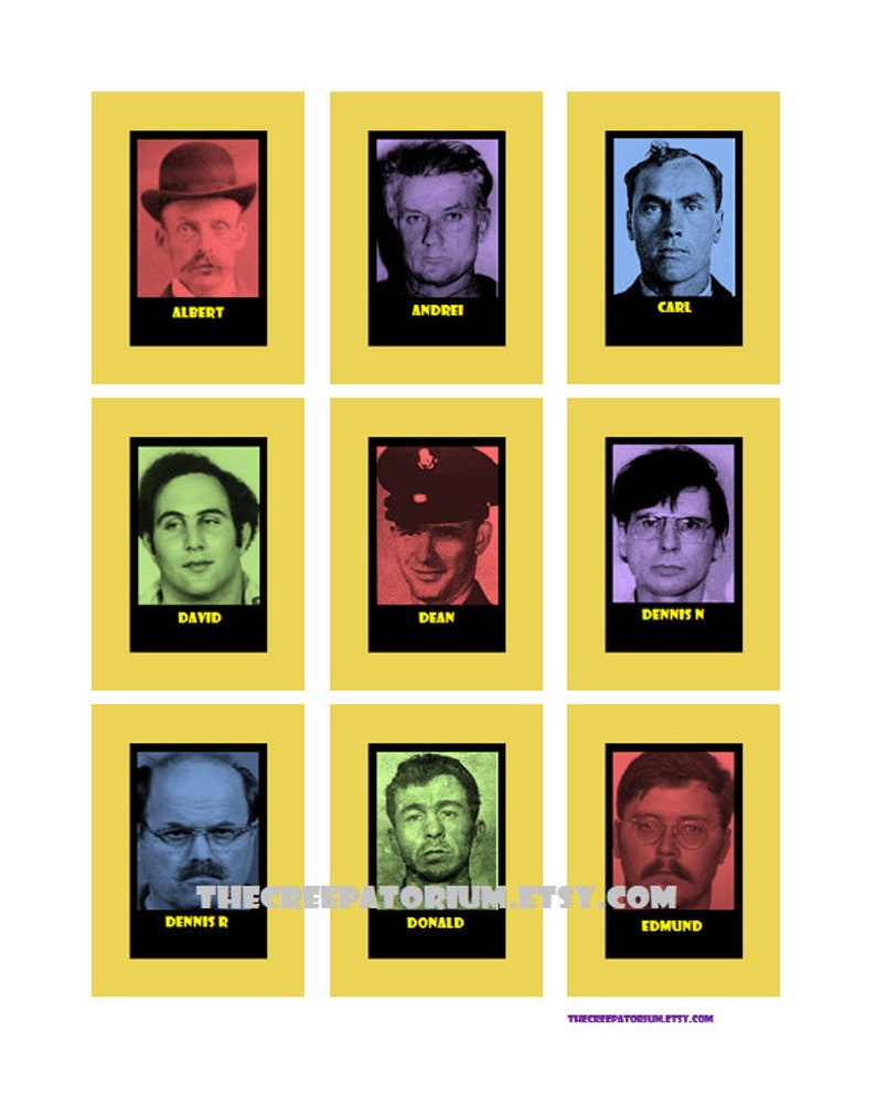 Serial Killer Guess Who Kit Printable Digital Download Custom DIY ...