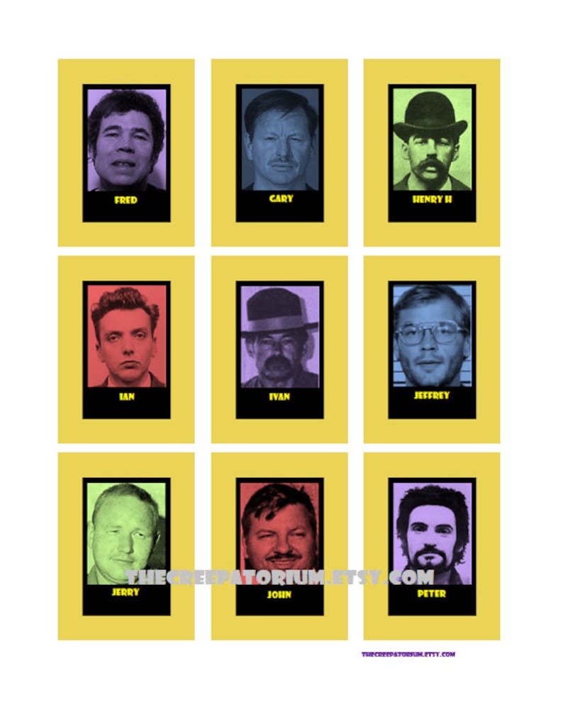 Serial Killer Guess Who Kit Printable Digital Download Custom DIY