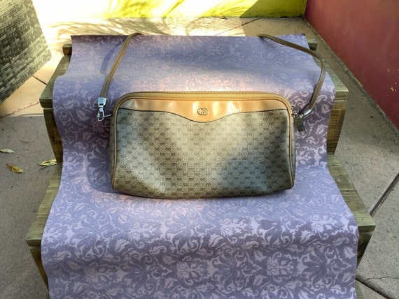 Vintage Tan Leather and Monogram Canvas Gucci Cros