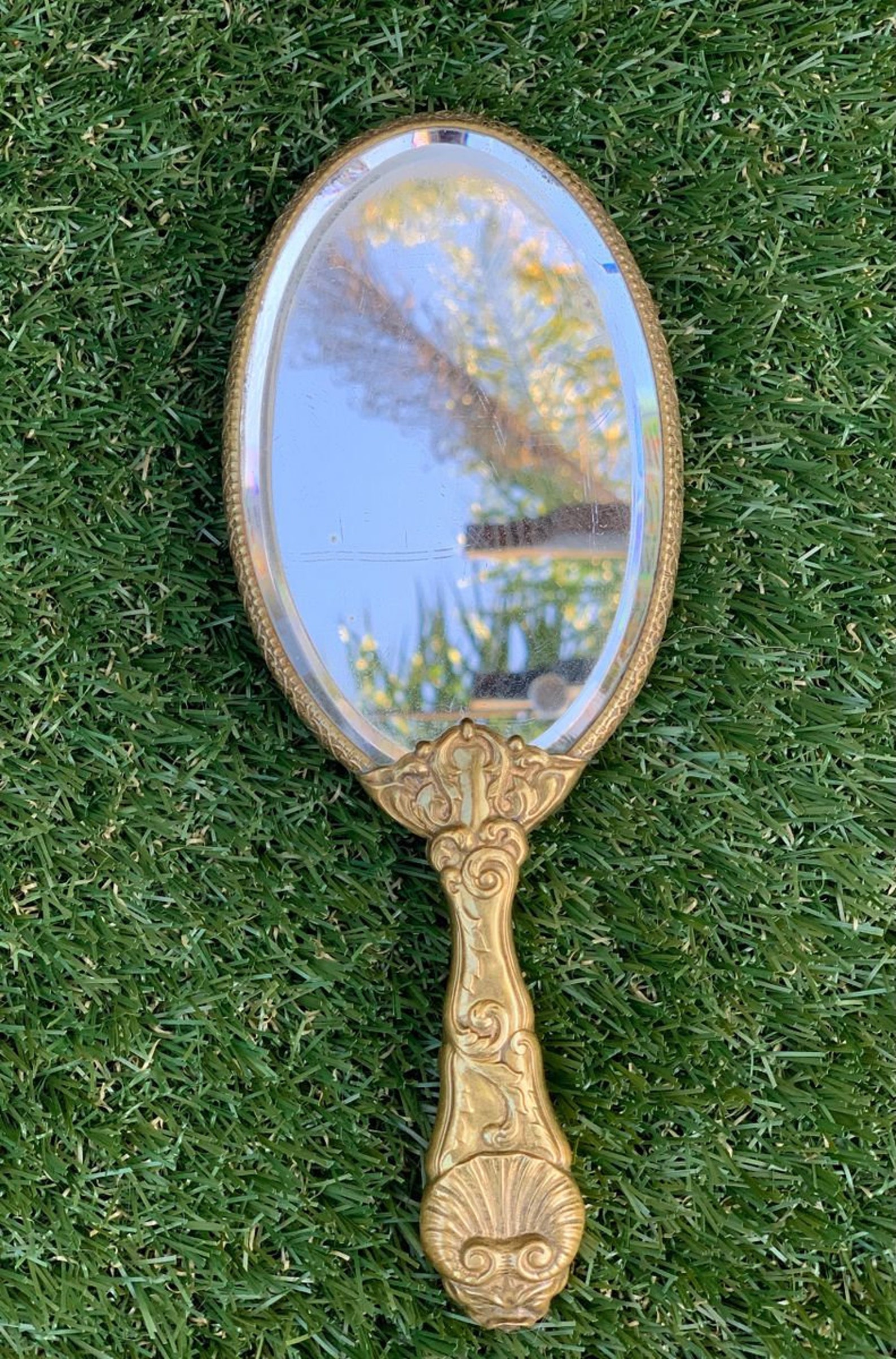 vintage brass hand mirror vintage brass hand mirror
