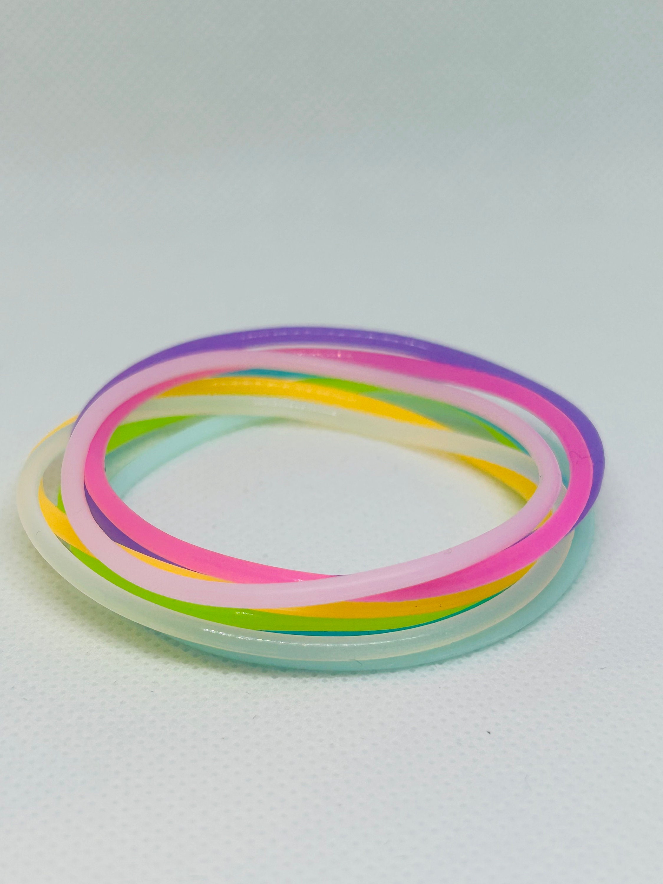 Luminous Gummy Bracelets - Neon Fluorescent Wristband Unisex Rubber Bangles  20PC