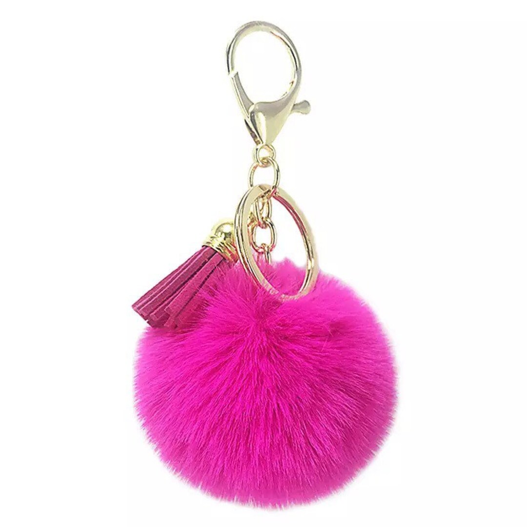 Fluffy Poms Poms Keychain with Tassel Pom Pom Keychains Bag Etsy 日本