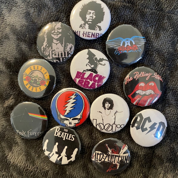 70’s Rock Band Pinbacks or Magnets (12)