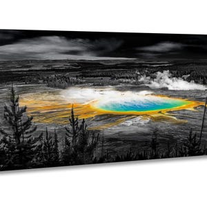Grand Prismatic Yellowstone Hot Spring Wall Art | Landscape Print |  Mountain Print | Nature Photo | Metal Canvas Acrylic Art | Volcano | MT