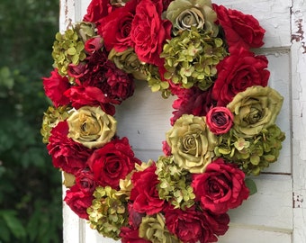Elegant Christmas Hydrangea Wreath for Front Door, Luxury Christmas Wreath, Mantel Wreath for the Holidays, Everyday Wreath, Wreaths