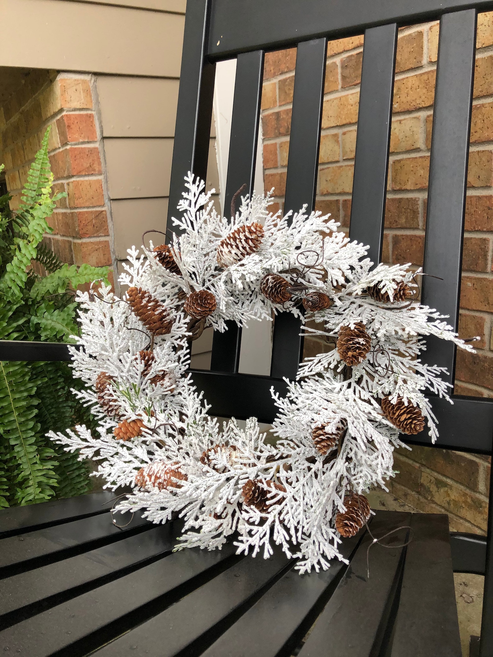 Winter Wreath for Front Door White Winter Wreath With Pine Etsy