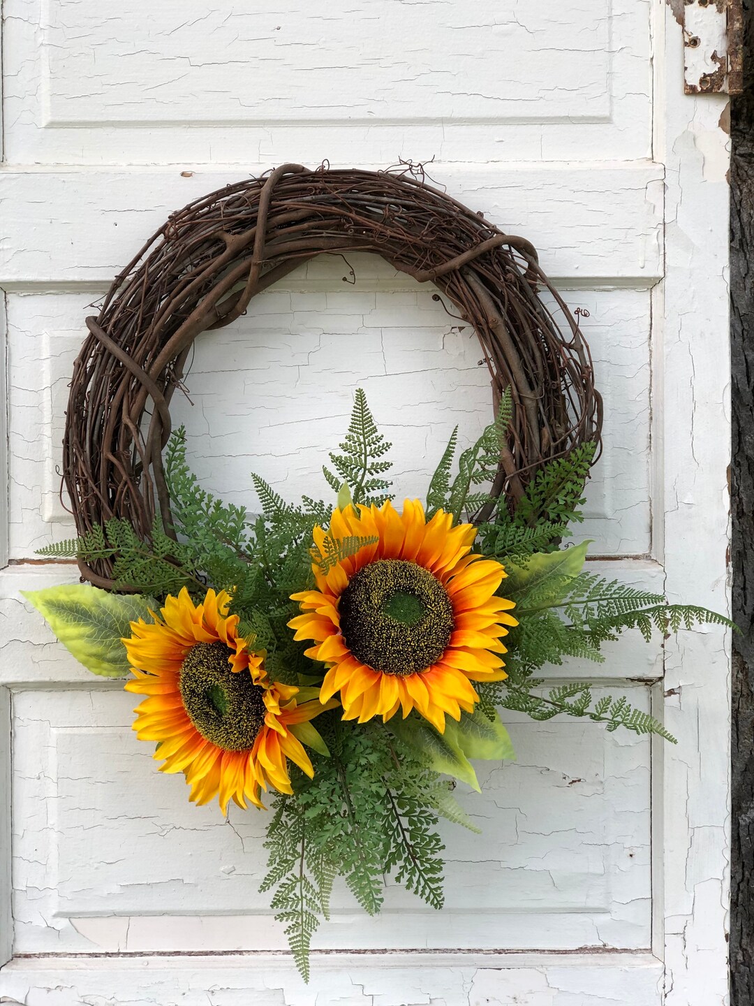 Autumn Sunflower Wreath for Front Door, Summer Wreath, Summer Sunflower ...