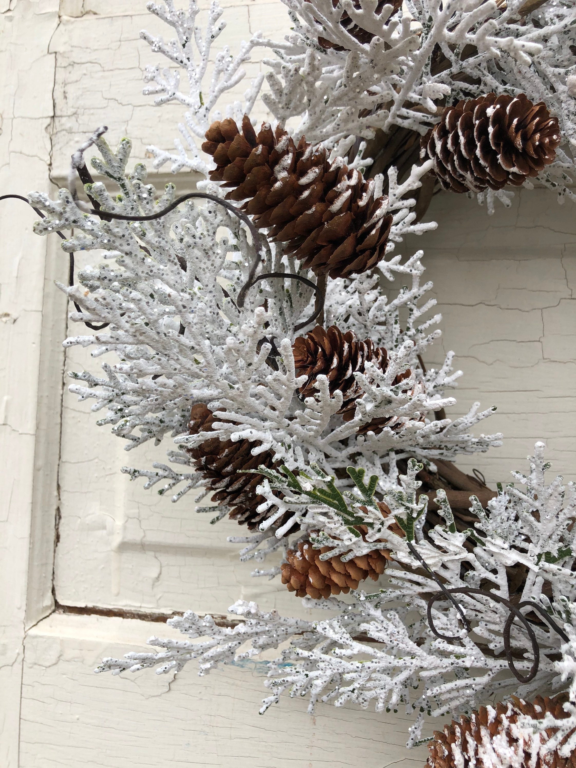 Winter Wreath for Front Door White Winter Wreath with Pine Etsy