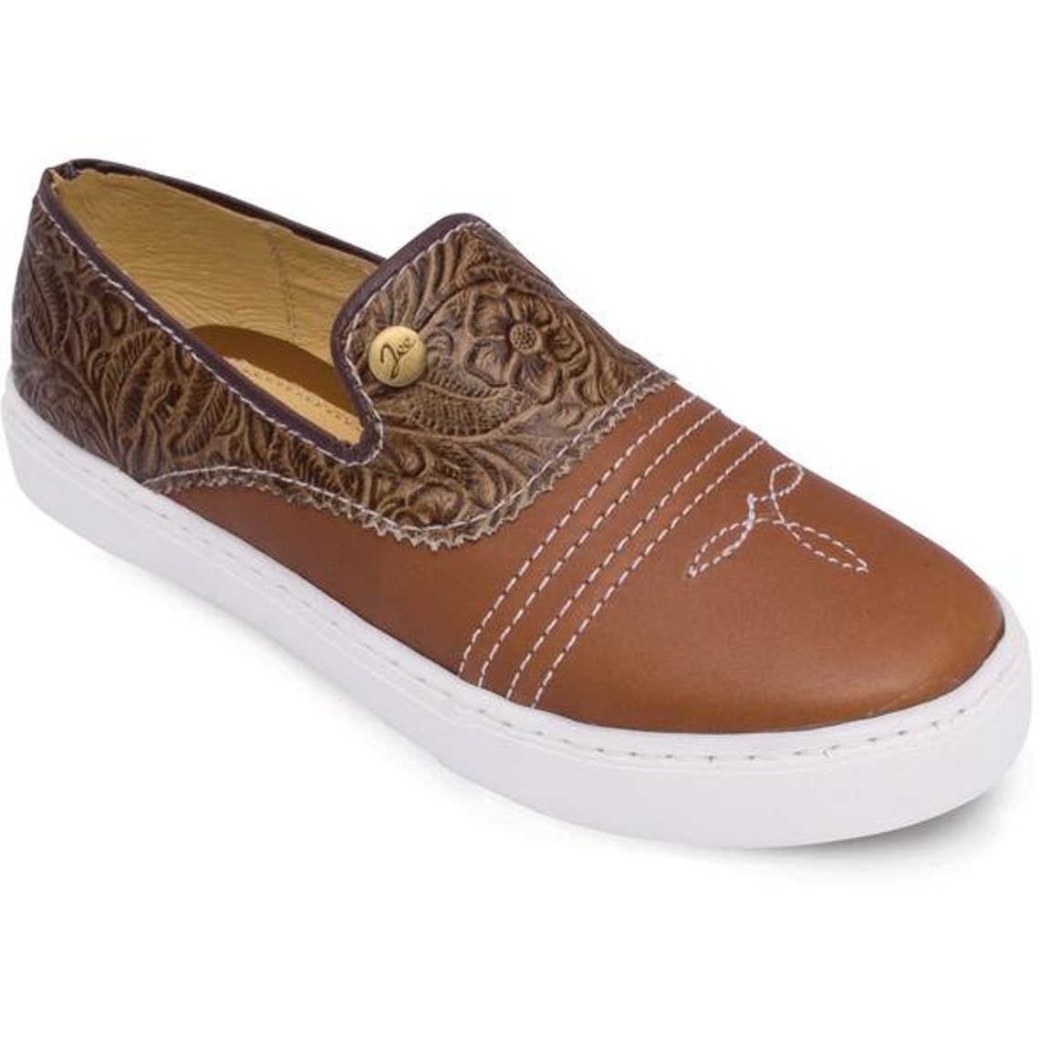 Women's Western Leather Slip On Shoes Zapato Ranchero de Etsy