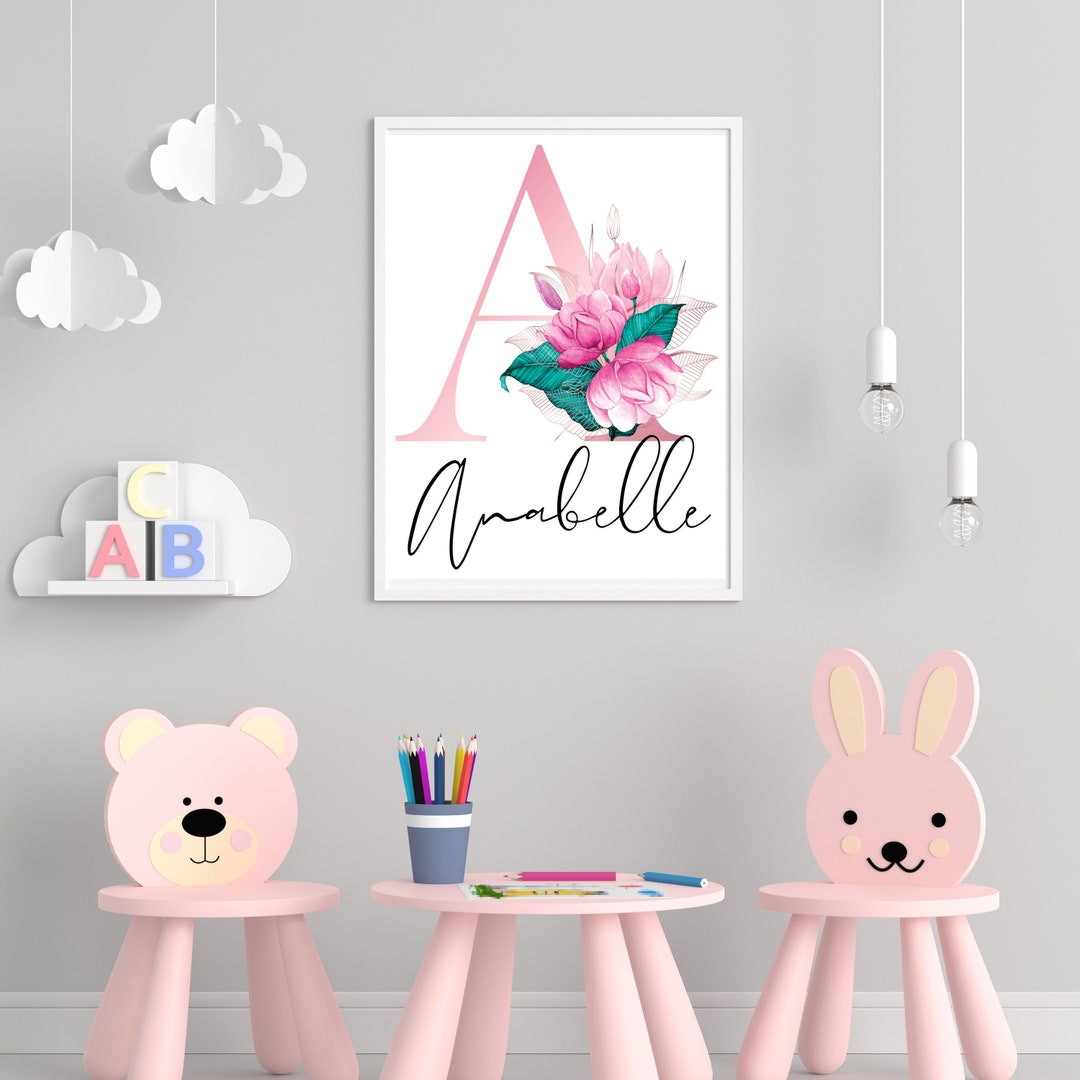 Personalized Initial Print, Nursery Wall Art, Name Printable