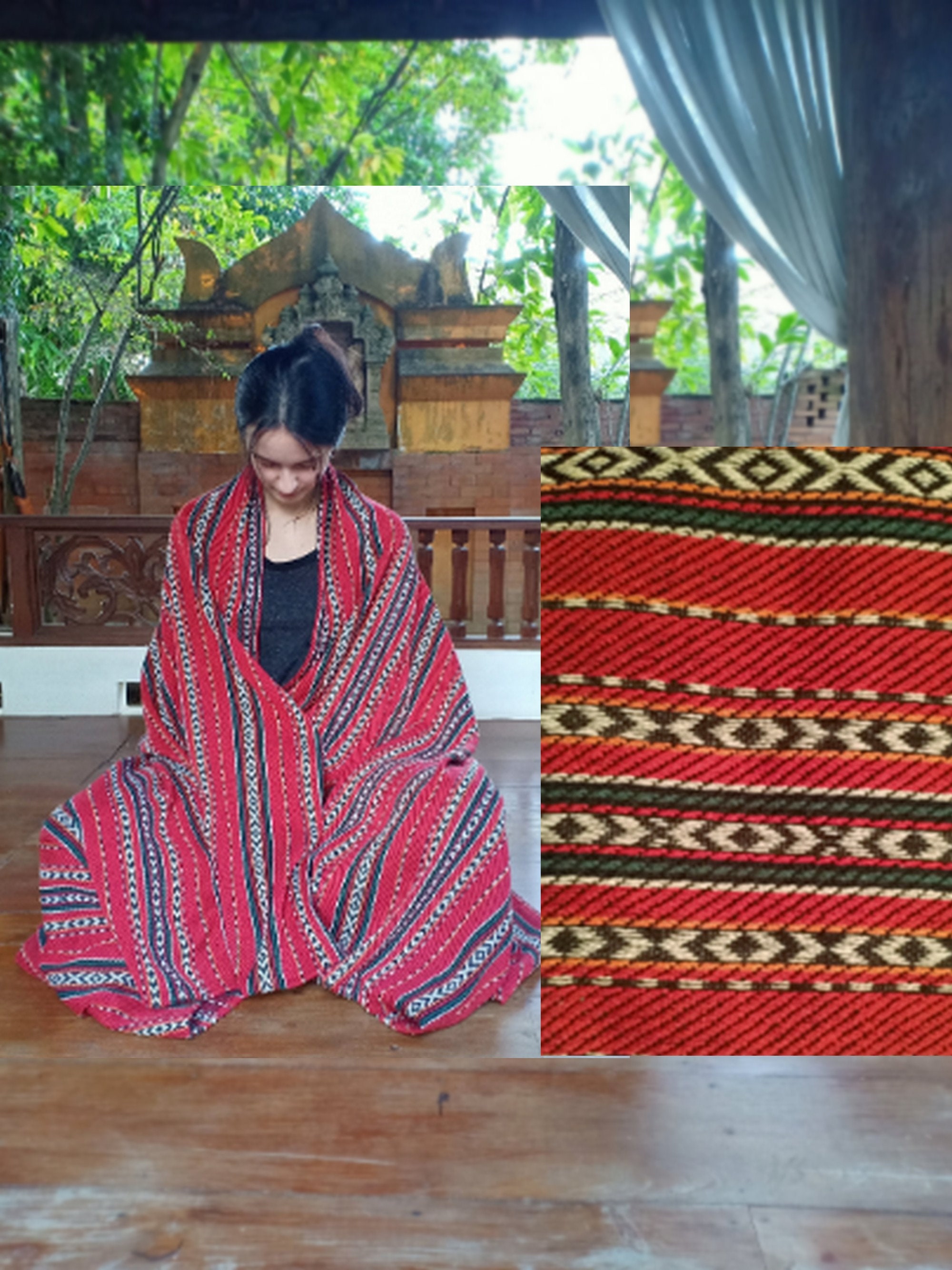 Yoga blanket . Meditation shawl handmade chevron woven cotton Etsy