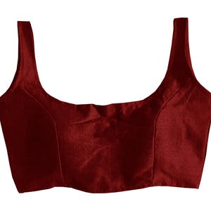 Women Girl stitched blouse sleeveless silk blouse for Saree from back side open with hook eye