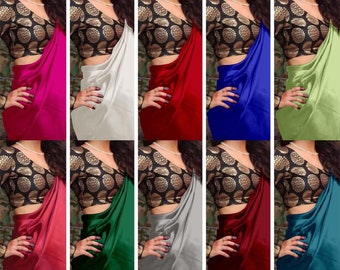 Satin Silk Saree with Brocade Blouse Piece, Party Wear