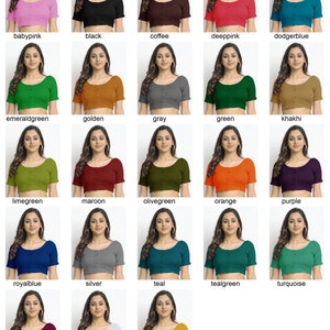 Women readymade stitched short sleeves solid front open Non-Padded pure cotton saree blouse