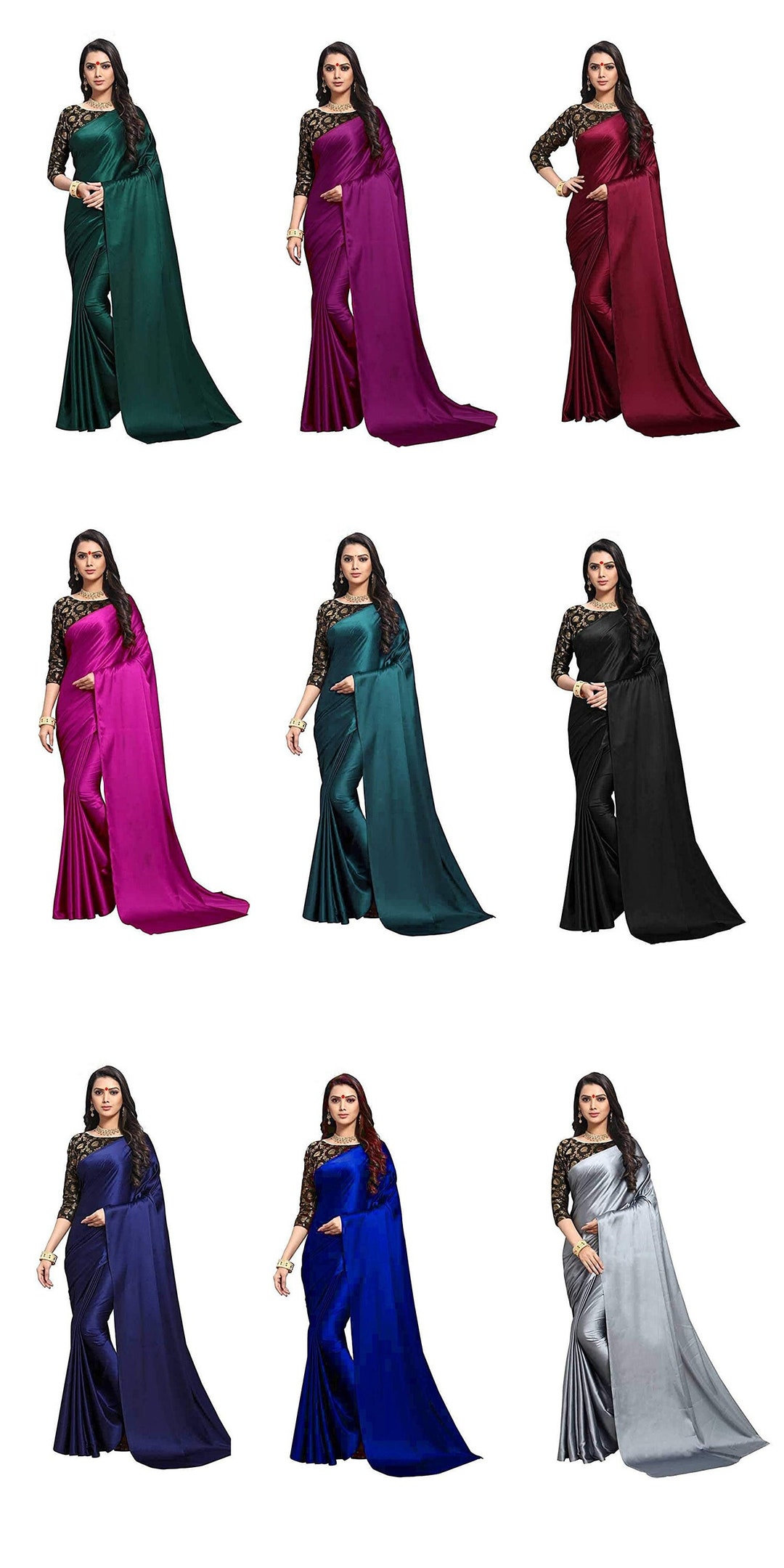 Partywear Blue Pre-Draped Satin Silk Sari Belt Poncho | Corset Blouse