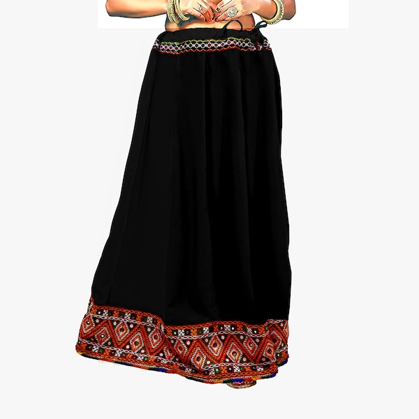 Long Flower Skirt with Embroidery