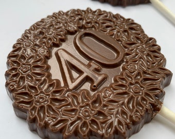 10 40th birthday chocolate pops chocolate 40th suckers chocolate 40 lollipop