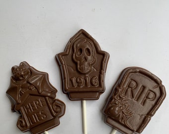 12 Chocolate Tombstone pops chocolate Tombstone suckers chocolate Tombstone lollipop candy Tombstone chocolate