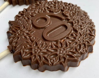 10 60th Birthday chocolate suckers chocolate 60th pops chocolate 60 lollipop