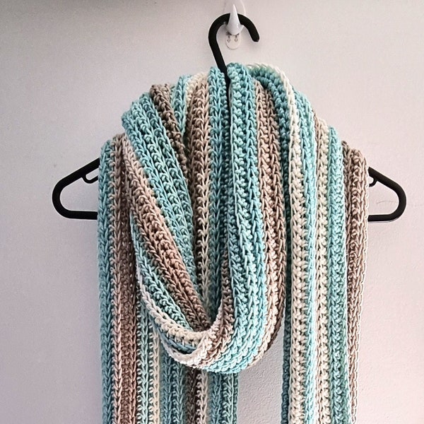 Crochet Scarf PATTERN - Chunky Crochet Scarf,  Easy Knit-Look Crochet Scarf with Fringe, Womens Simple Fringed Scarf Pattern, PDF DOWNLOAD