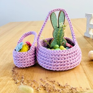 Crochet Easter Basket Pattern, Mini and Medium Sizes, Beginner Friendly, Easy Crochet Pattern with Handle, PDF Digital Download image 3