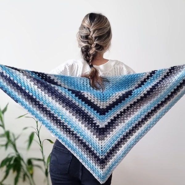 CROCHET PATTERN | Crochet Triangle Shawl Pattern | Aquamarine Joy Wrap Crochet Shawl | PDF Download