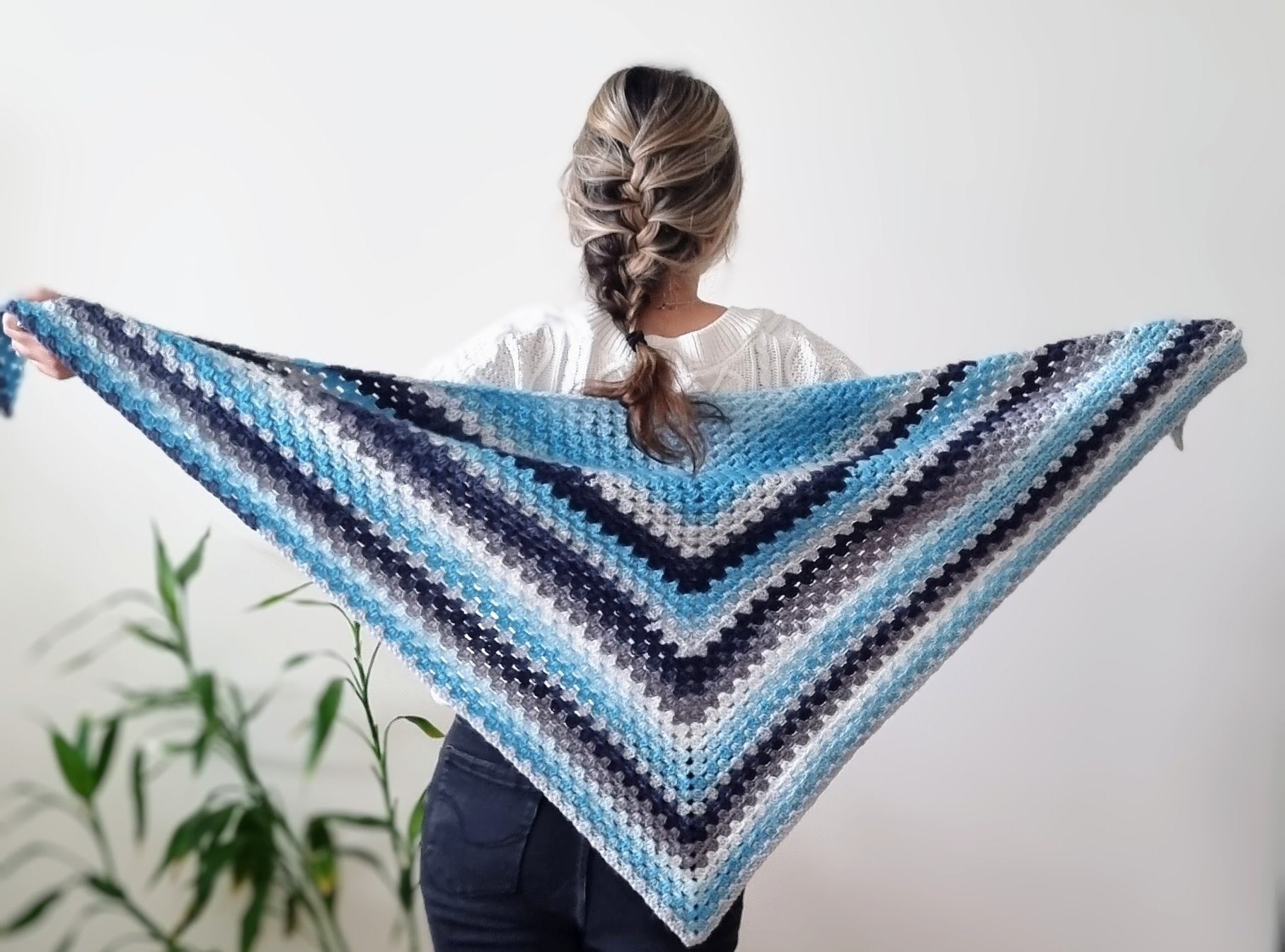 CROCHET PATTERN Crochet Triangle Shawl Pattern Aquamarine Joy Wrap
